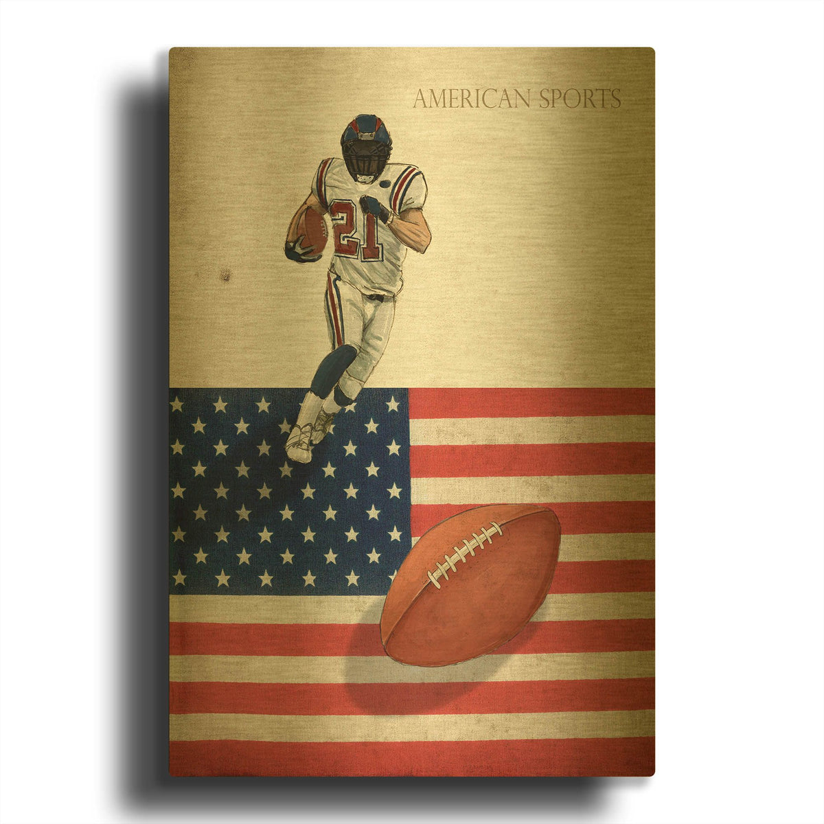 'American Sports Football 1' By GraphINC Gold Metal Wall Art