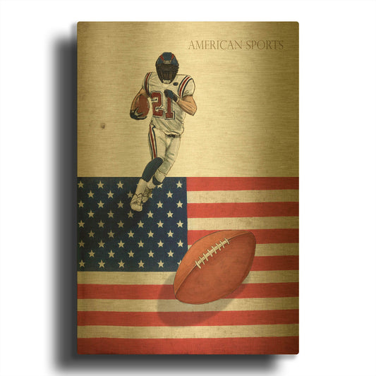 'American Sports Football 1' By GraphINC Gold Metal Wall Art