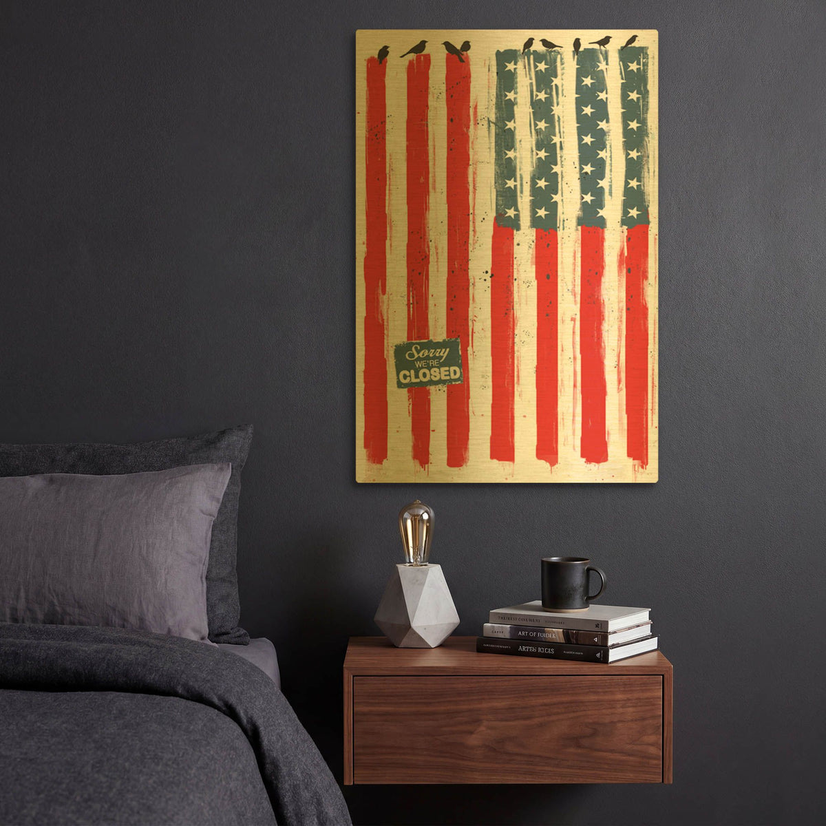 'Sorry We Are Closed' By GraphINC Gold Metal Wall Art