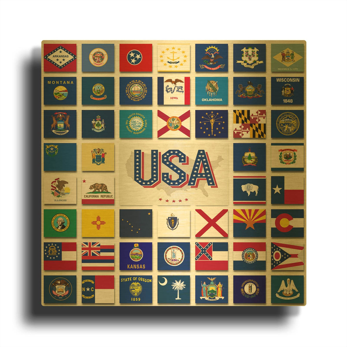 'USA' By Irena Orlov Gold Metal Wall Art