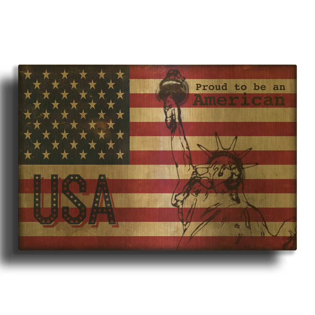 '2 Proud to be an American' By Irena Orlov Gold Metal Wall Art