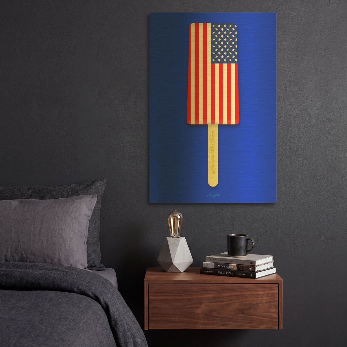 'American Ice Cream' By Roozbeh Bahramali Gold Metal Wall Art