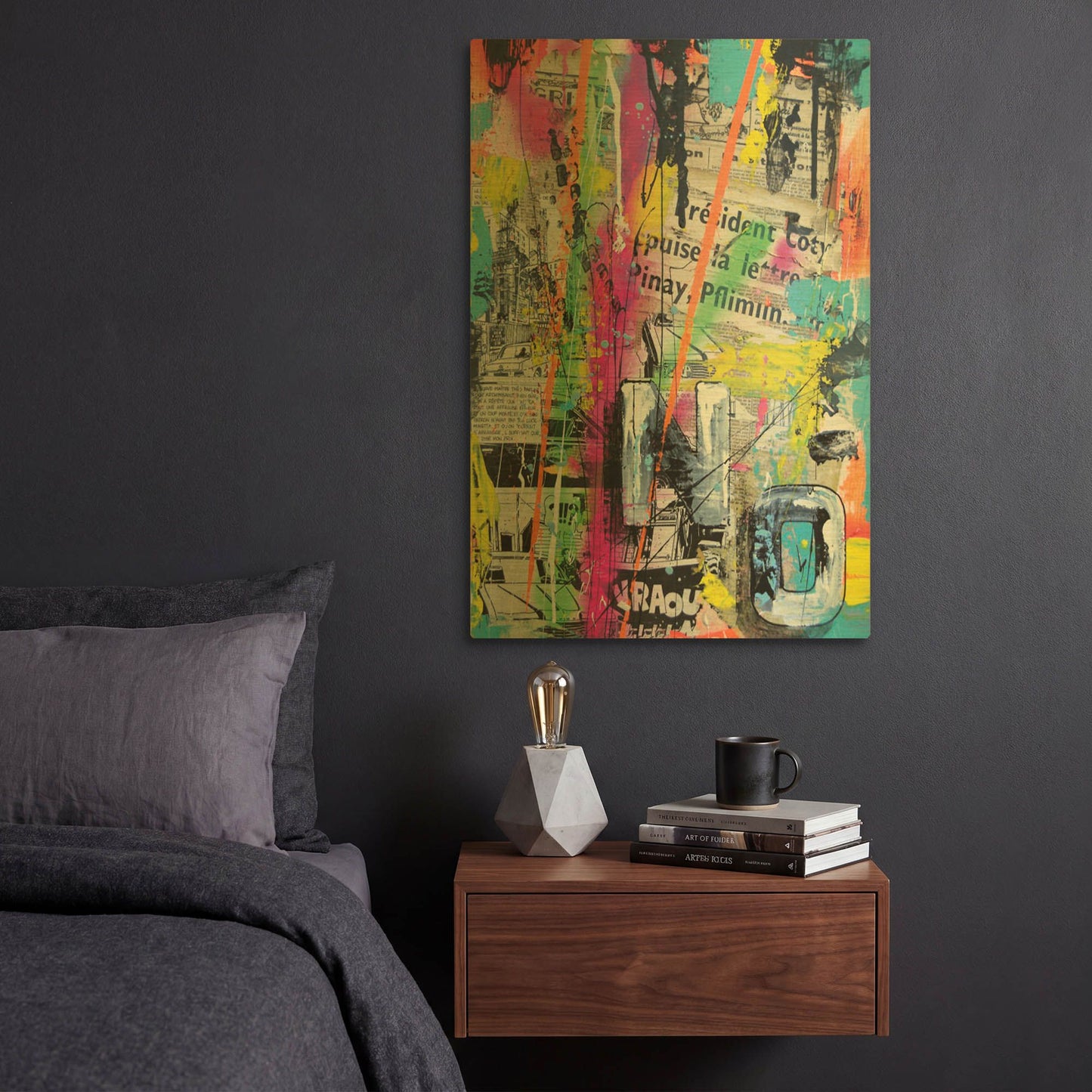 'Colorful Denial' By David Drioton Gold Metal Wall Art