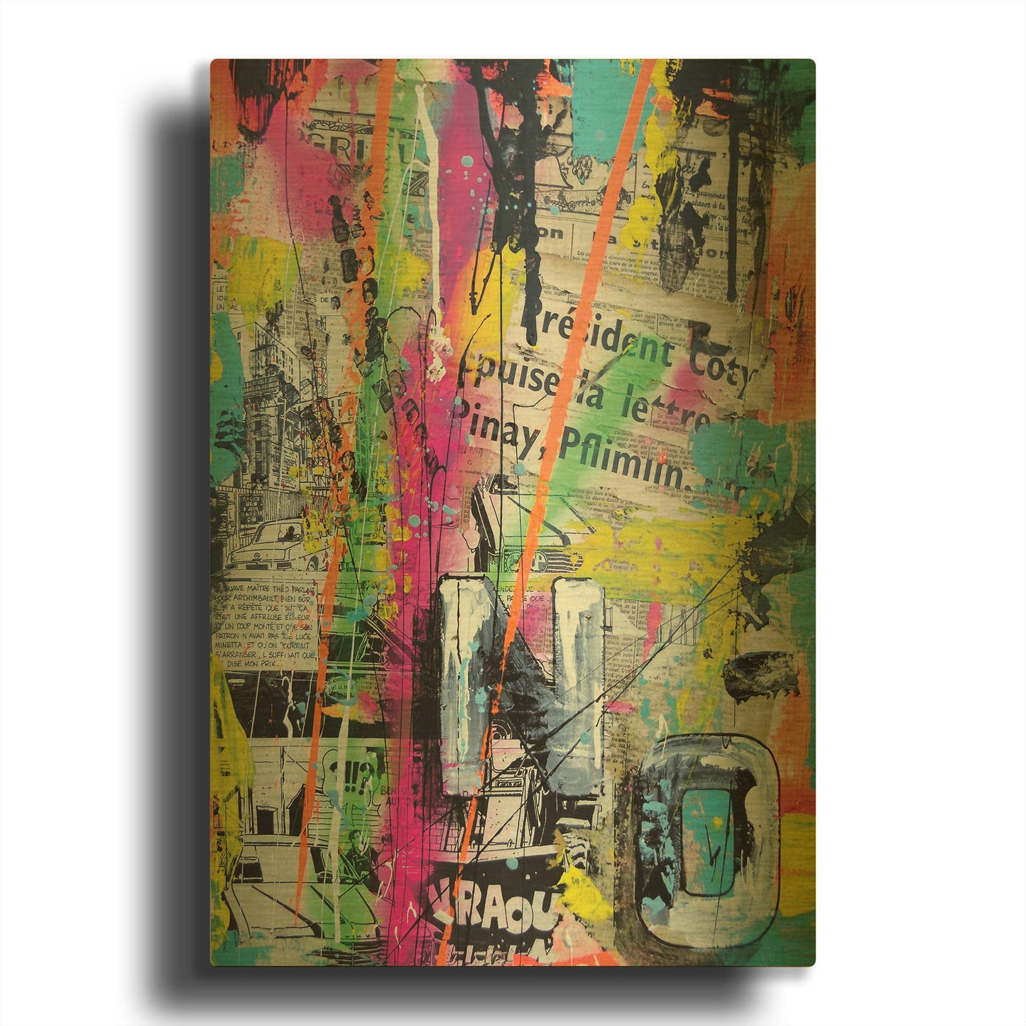 'Colorful Denial' By David Drioton Gold Metal Wall Art