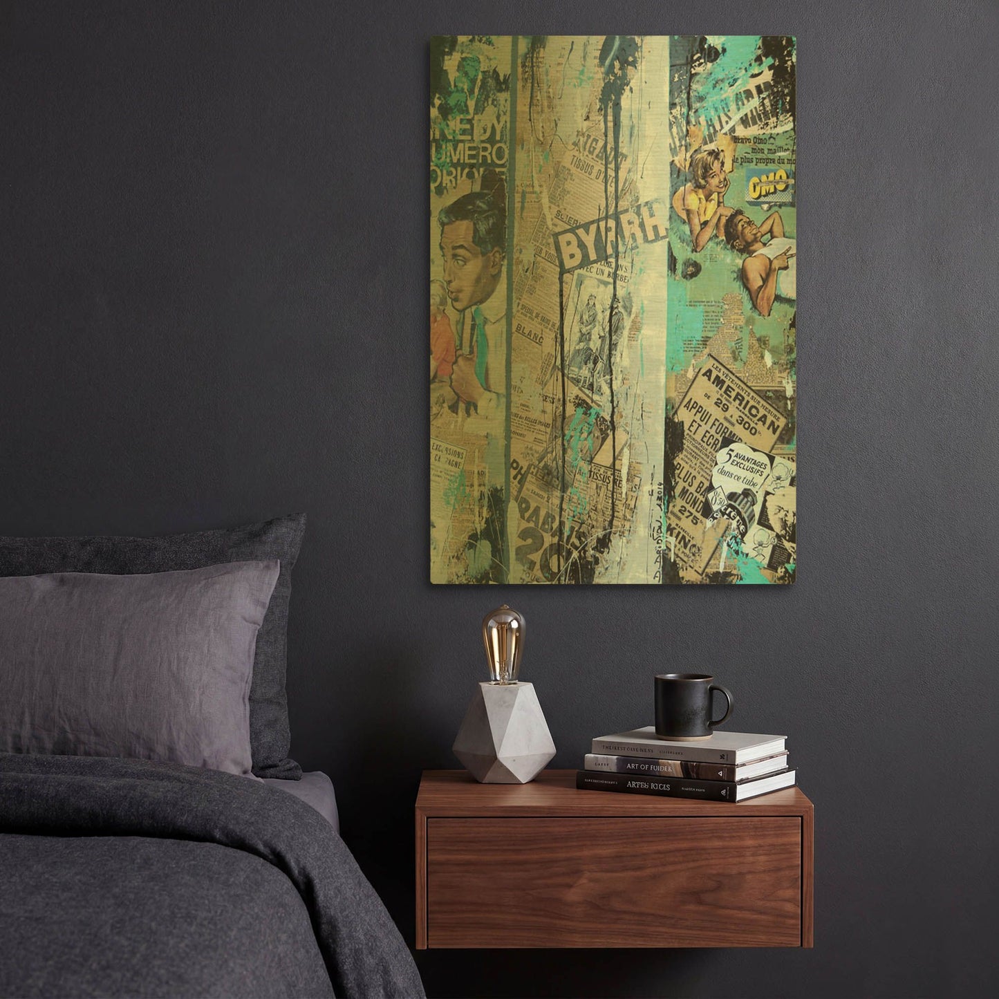 'Old News 2' By David Drioton Gold Metal Wall Art