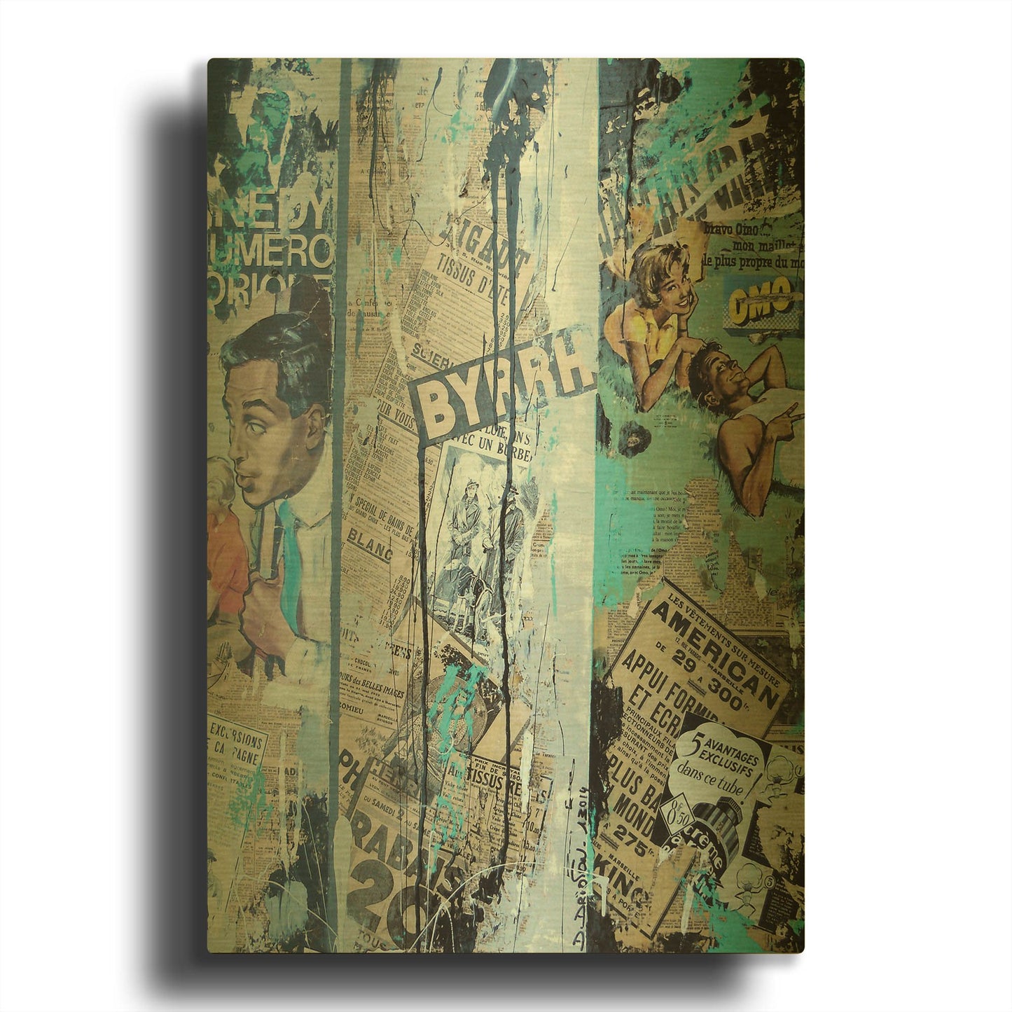'Old News 2' By David Drioton Gold Metal Wall Art