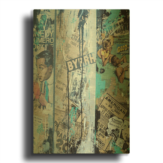 'Old News 2' By David Drioton Gold Metal Wall Art