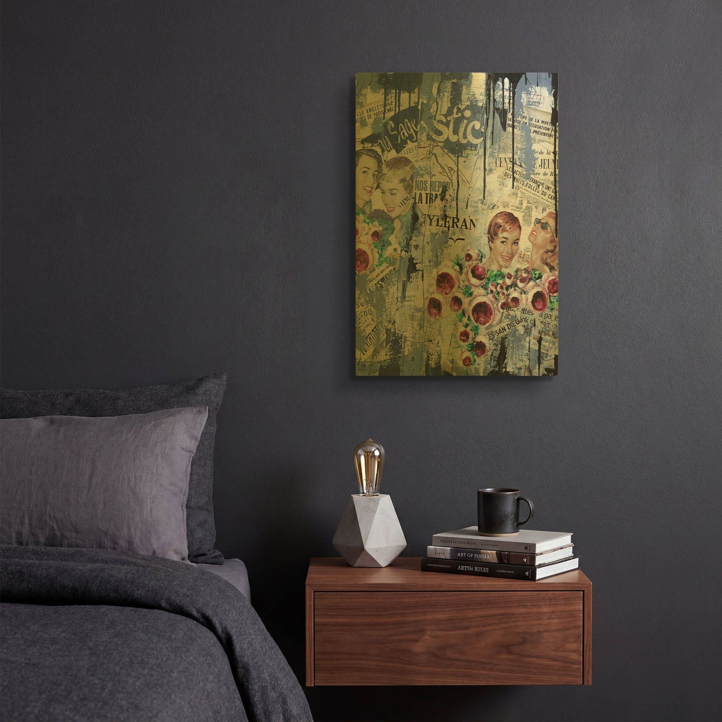 'Old News 3' By David Drioton Gold Metal Wall Art