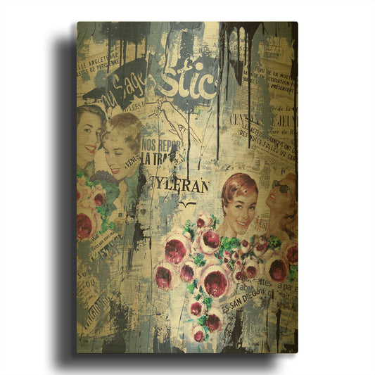 'Old News 3' By David Drioton Gold Metal Wall Art