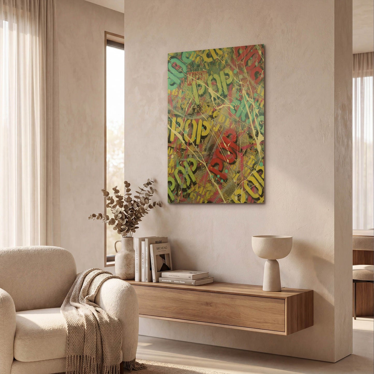 'Pop as Brushstokes' By David Drioton Gold Metal Wall Art