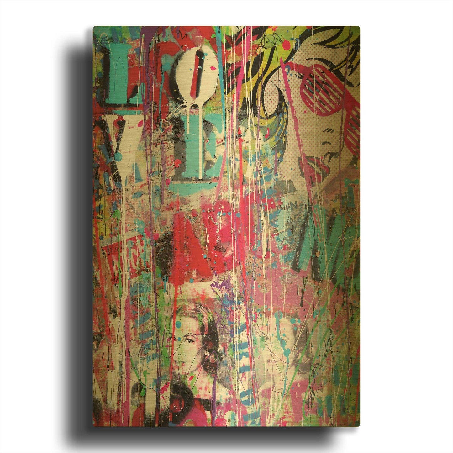 'Pop Love' By David Drioton Gold Metal Wall Art