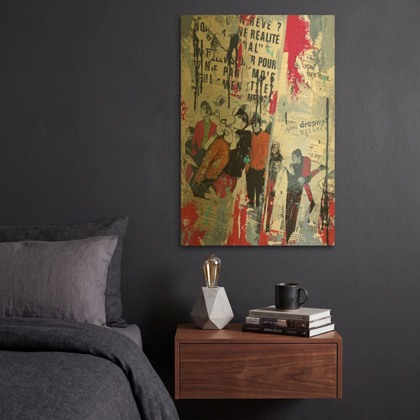 'Red Realite' By David Drioton Gold Metal Wall Art