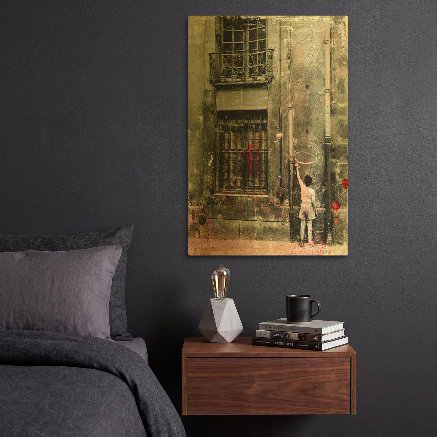 'First Graffiti , Paris' By DB Waterman Gold Metal Wall Art