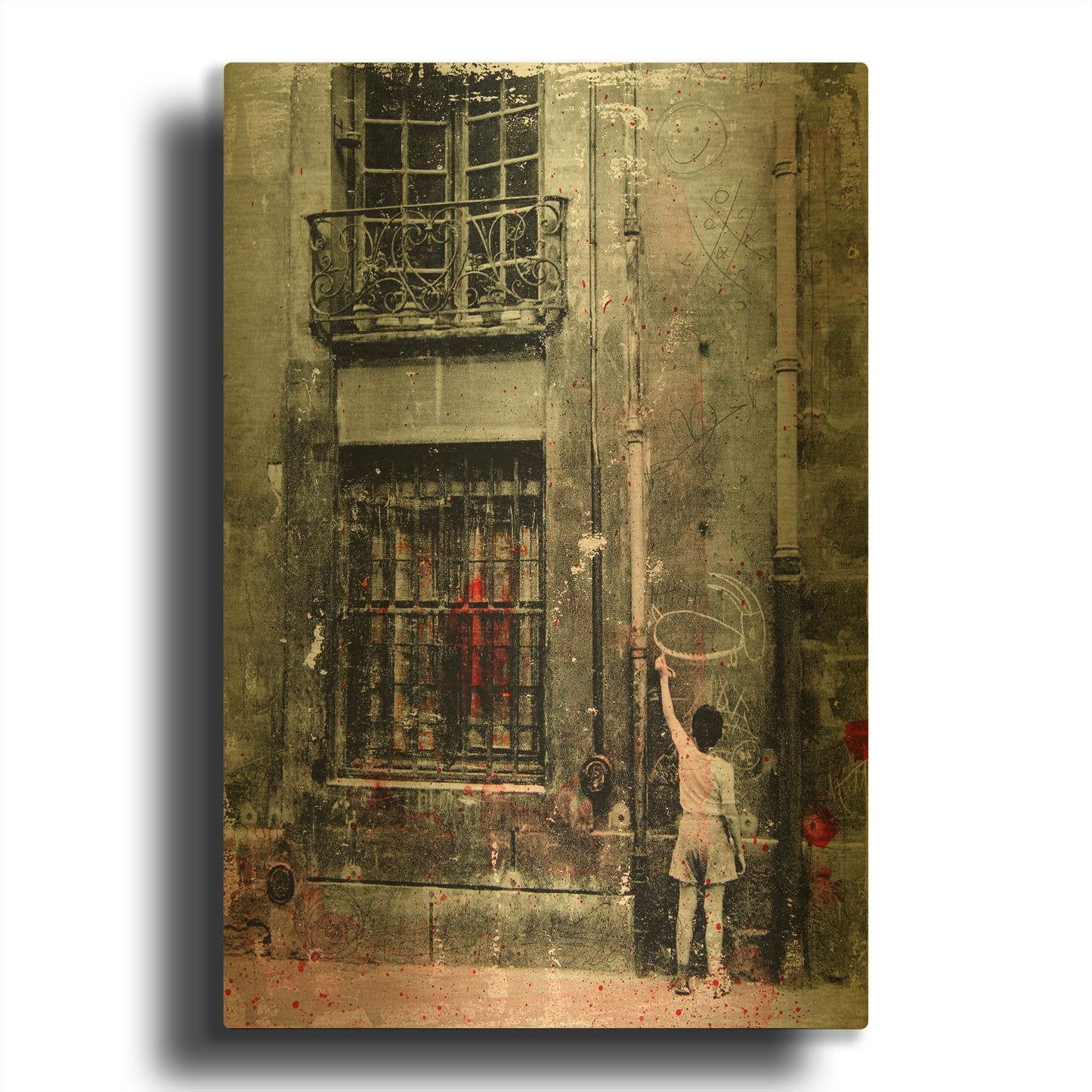 'First Graffiti , Paris' By DB Waterman Gold Metal Wall Art