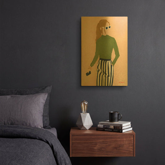 'Green Mockneck' By Megan Galante Gold Metal Wall Art