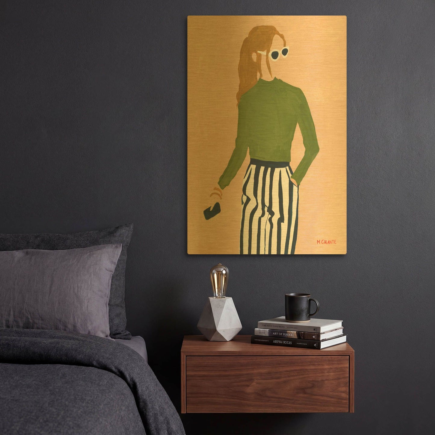 'Green Mockneck' By Megan Galante Gold Metal Wall Art