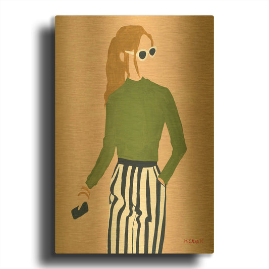 'Green Mockneck' By Megan Galante Gold Metal Wall Art