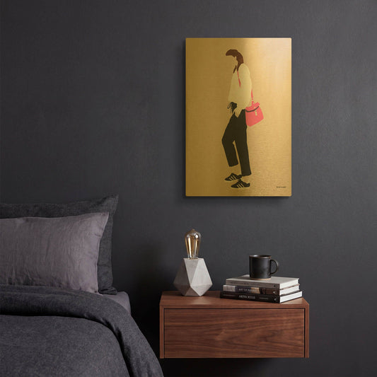 'Hot Pink Handbag' By Megan Galante Gold Metal Wall Art