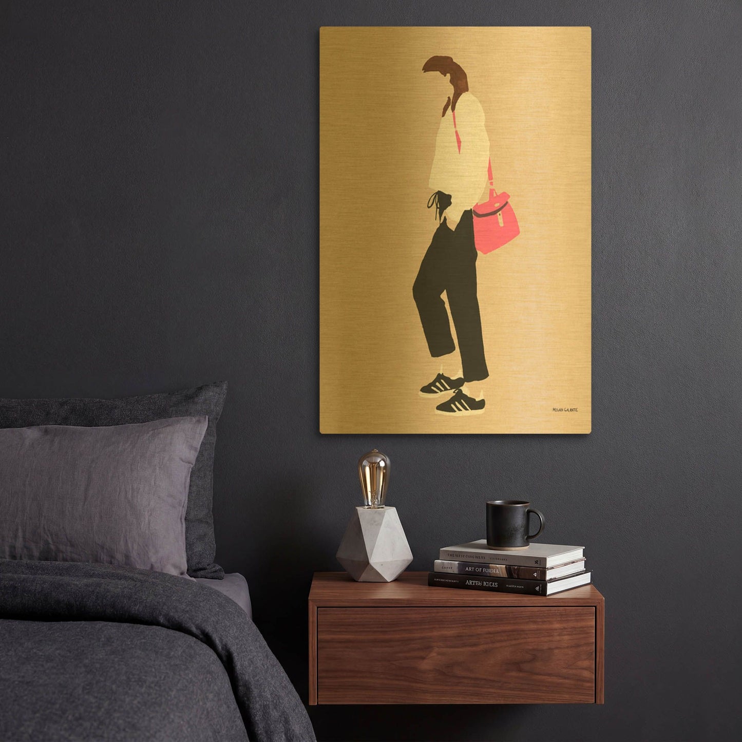'Hot Pink Handbag' By Megan Galante Gold Metal Wall Art