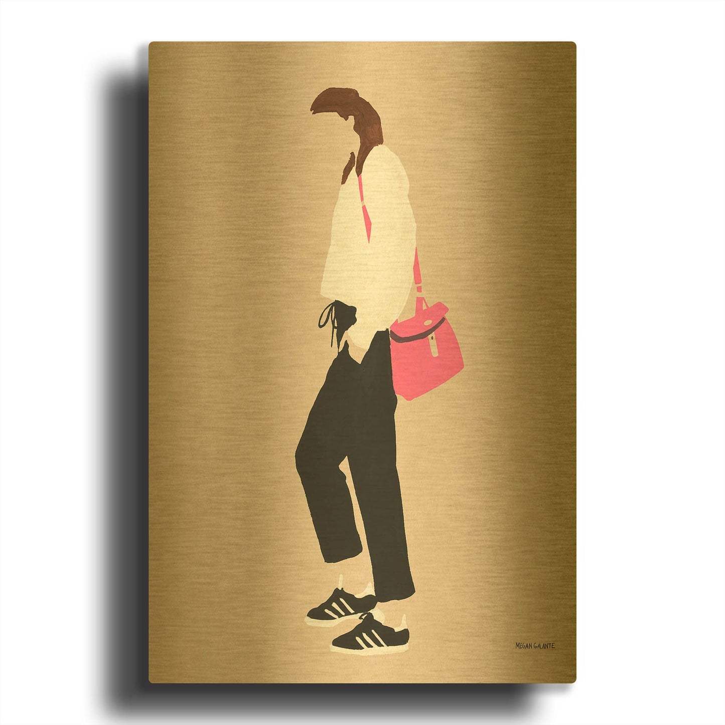 'Hot Pink Handbag' By Megan Galante Gold Metal Wall Art