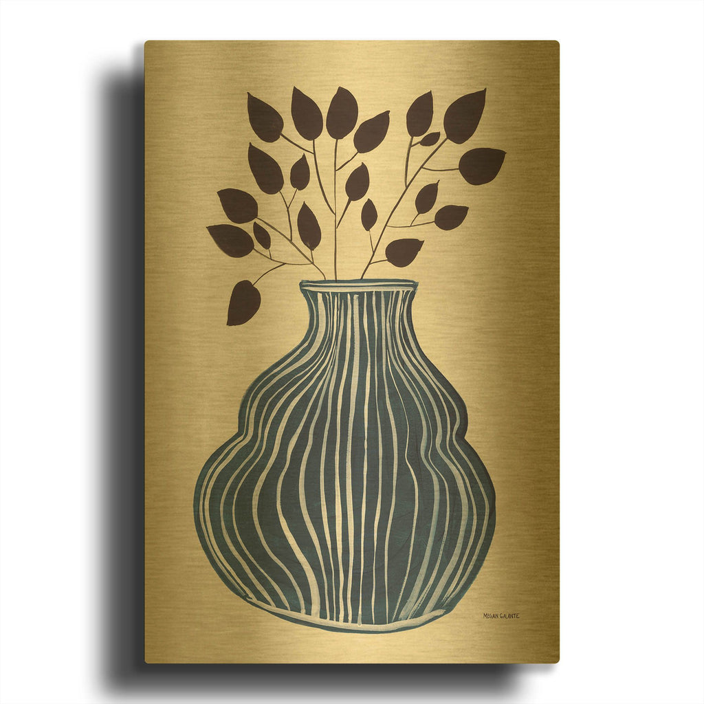 'Lapis Vase' By Megan Galante Gold Metal Wall Art