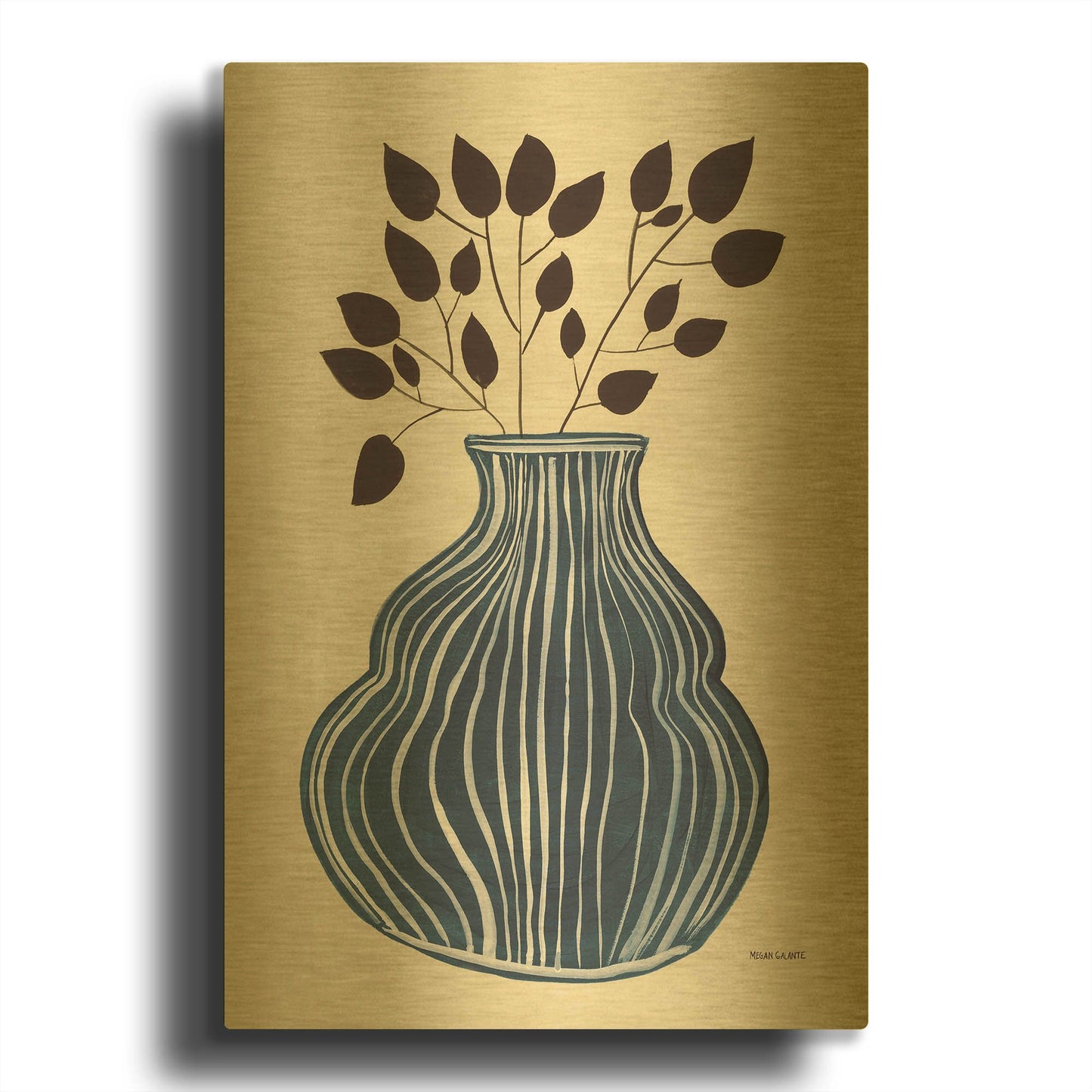 'Lapis Vase' By Megan Galante Gold Metal Wall Art
