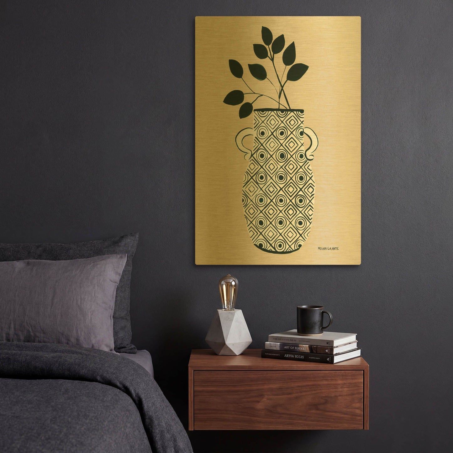 'Luna Vase' By Megan Galante Gold Metal Wall Art