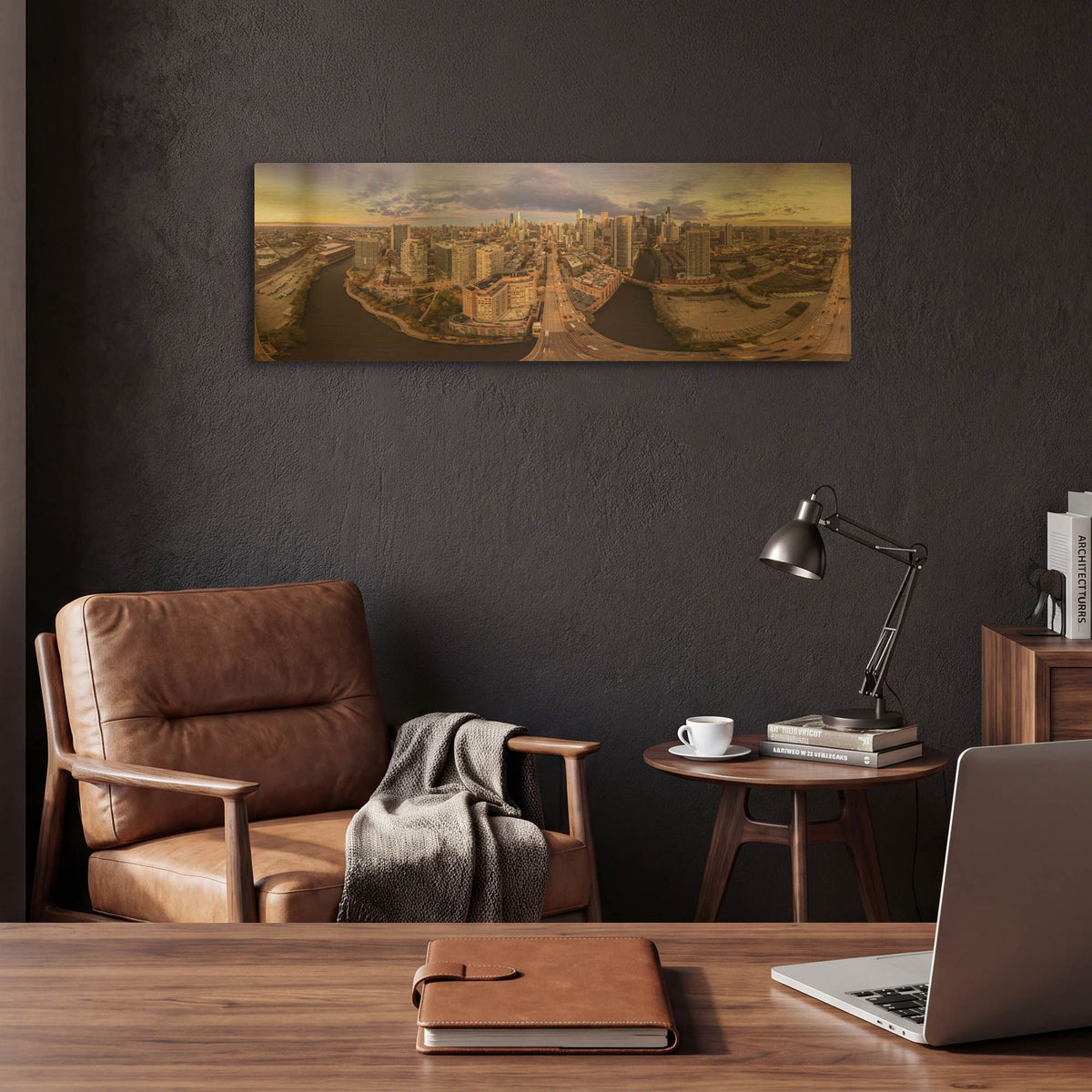 'Lavender Chicago' By AKG Gold Metal Wall Art