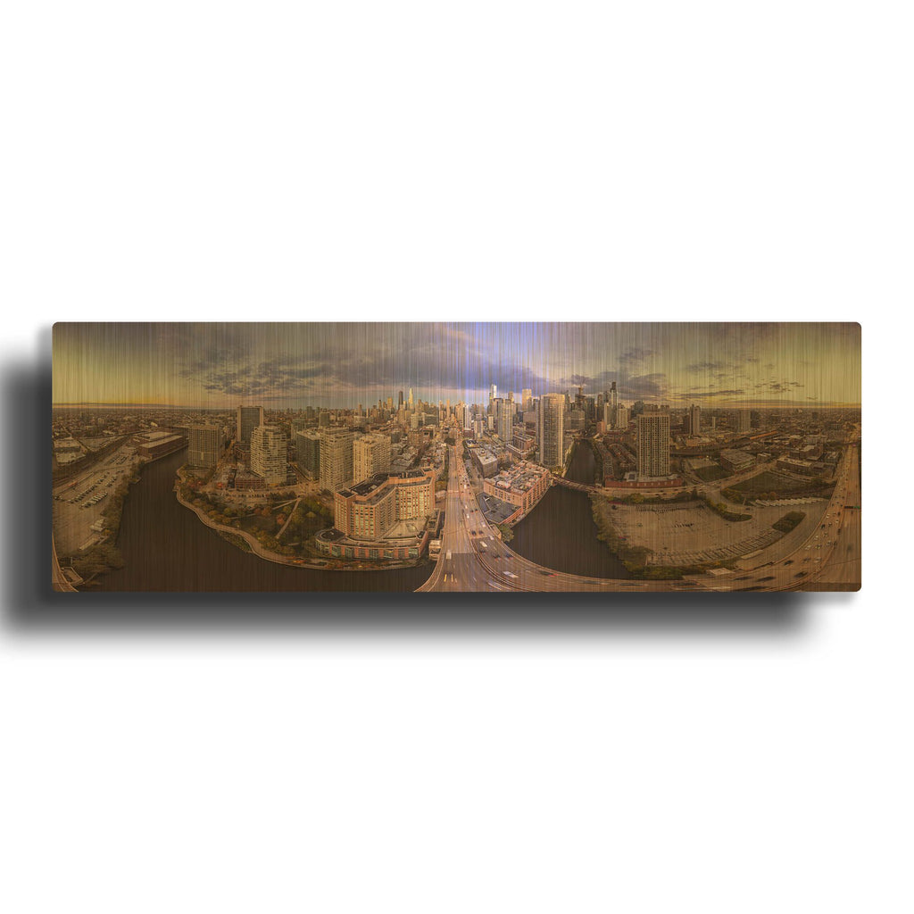 'Lavender Chicago' By AKG Gold Metal Wall Art