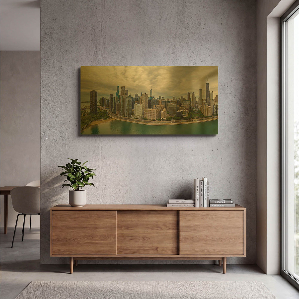 'Cloudy Chicago 2' By AKG Gold Metal Wall Art