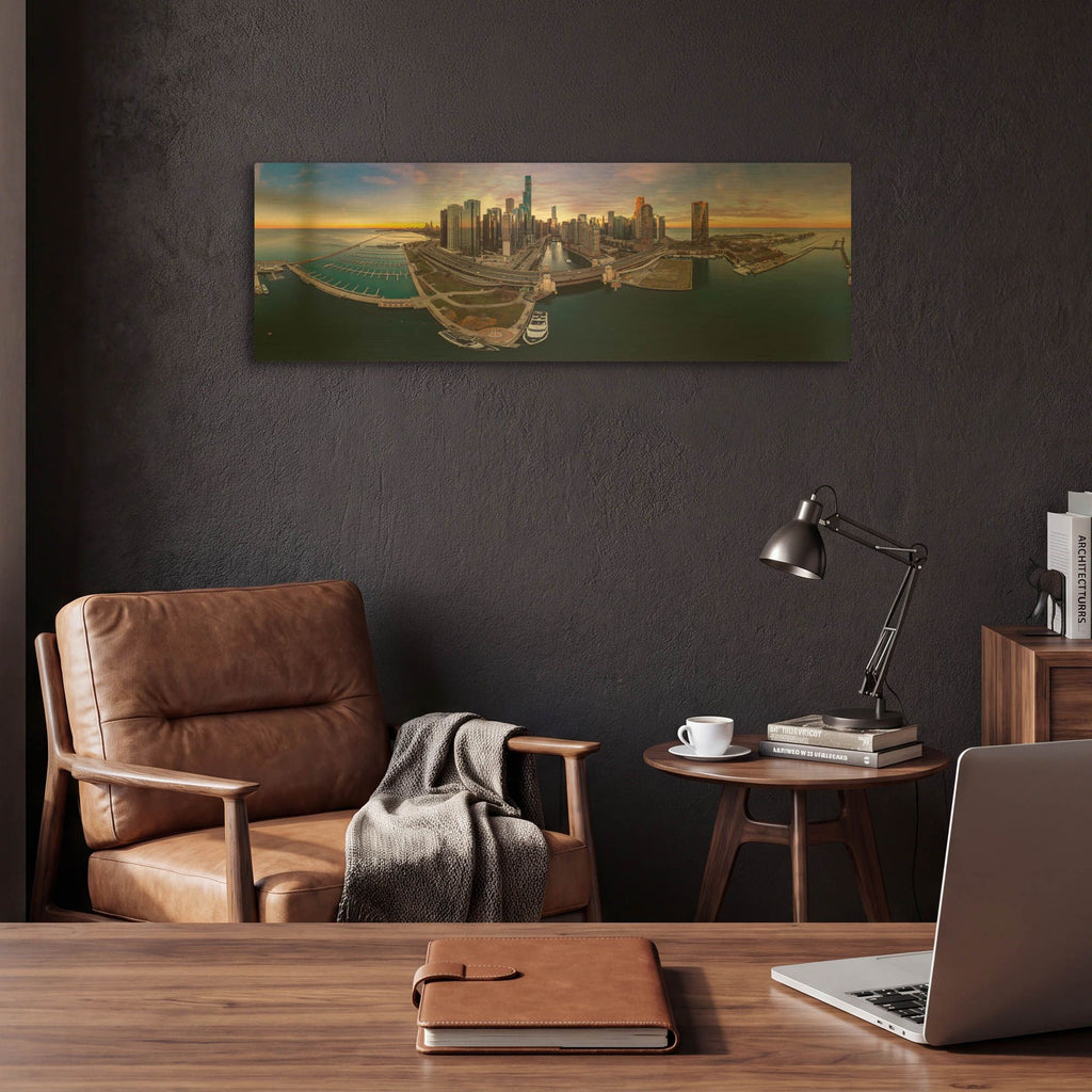 'Colorful Fall in Chicago' By AKG Gold Metal Wall Art