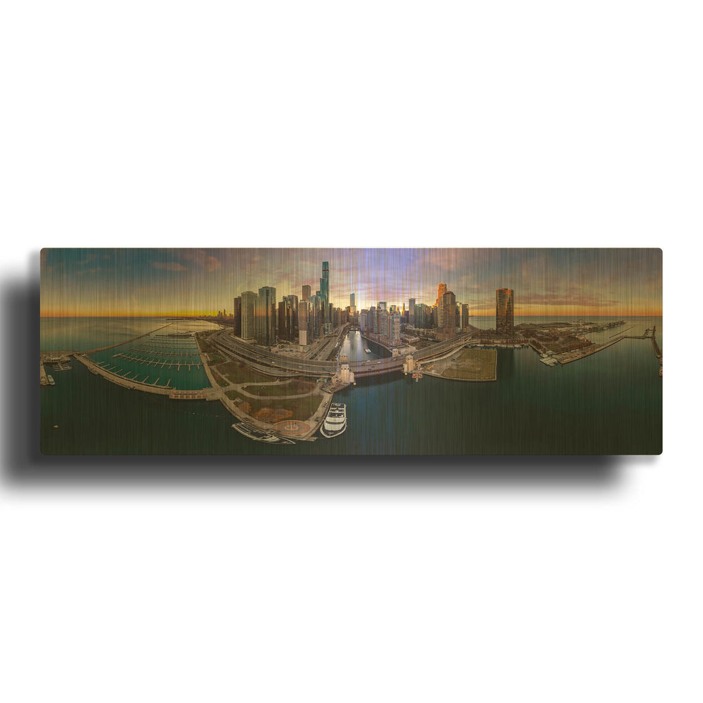 'Colorful Fall in Chicago' By AKG Gold Metal Wall Art