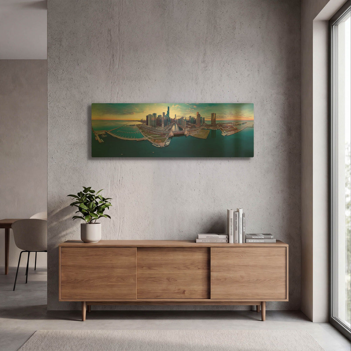 'Cotton Candy Sunset in Chicago' By AKG Gold Metal Wall Art