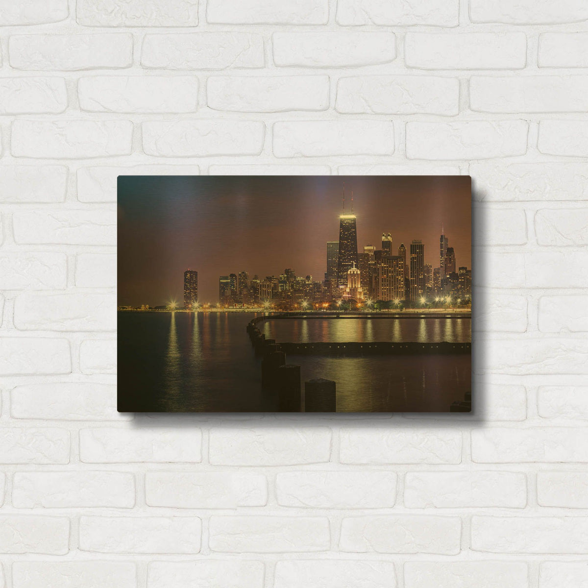 'Chicago - North Beach' By AKG Gold Metal Wall Art