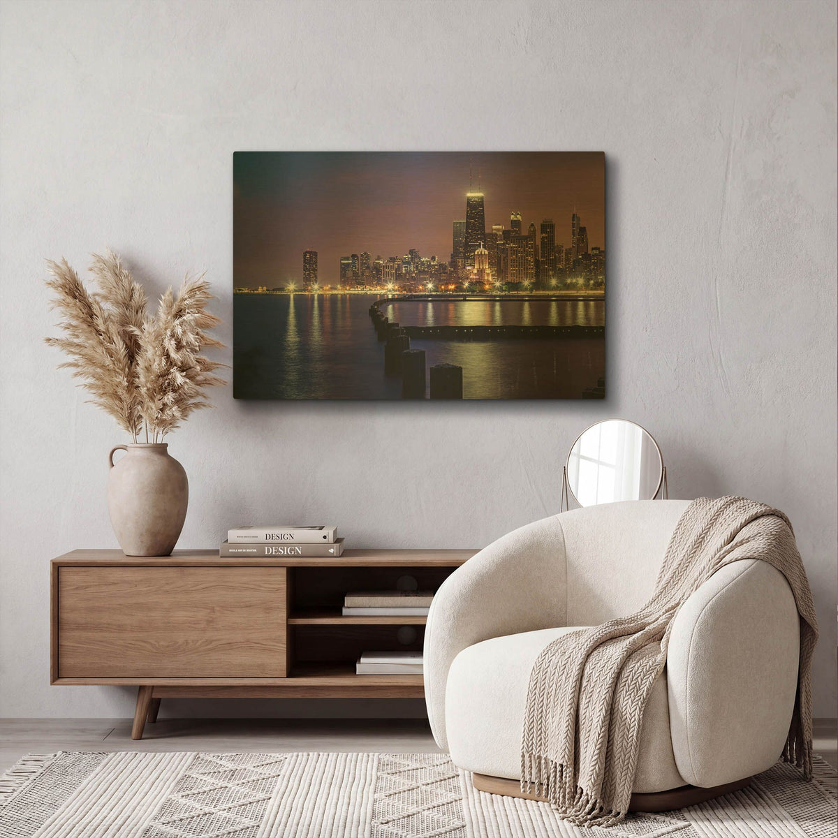 'Chicago - North Beach' By AKG Gold Metal Wall Art