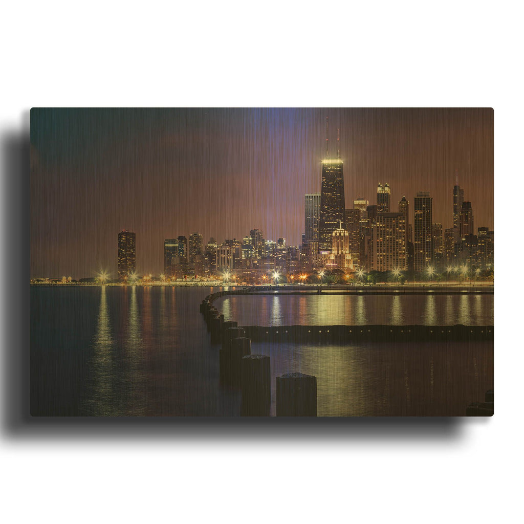 'Chicago - North Beach' By AKG Gold Metal Wall Art