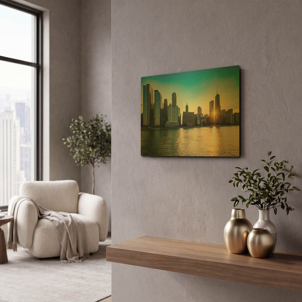 'Chicago - Air and Water Show' By AKG Gold Metal Wall Art