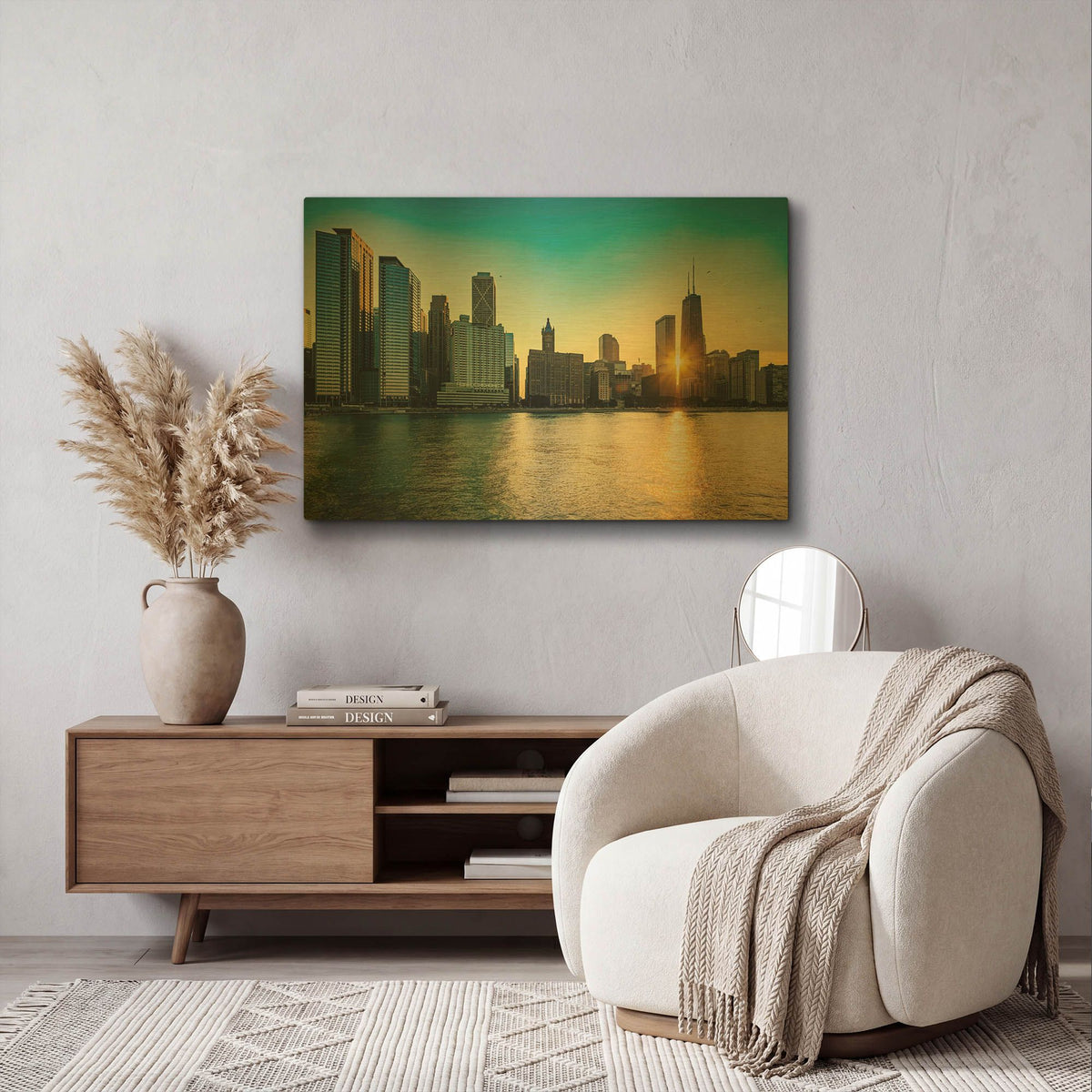 'Chicago - Air and Water Show' By AKG Gold Metal Wall Art
