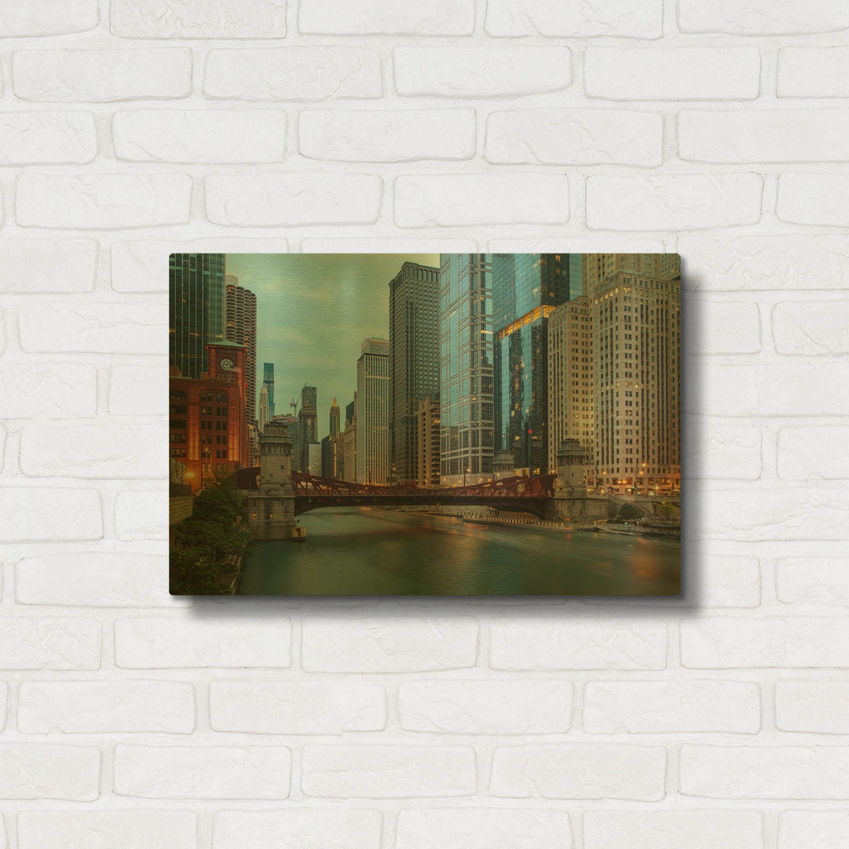 'Chicago River' By AKG Gold Metal Wall Art