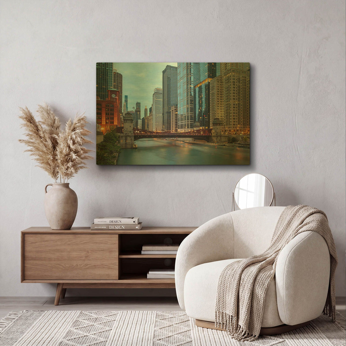 'Chicago River' By AKG Gold Metal Wall Art