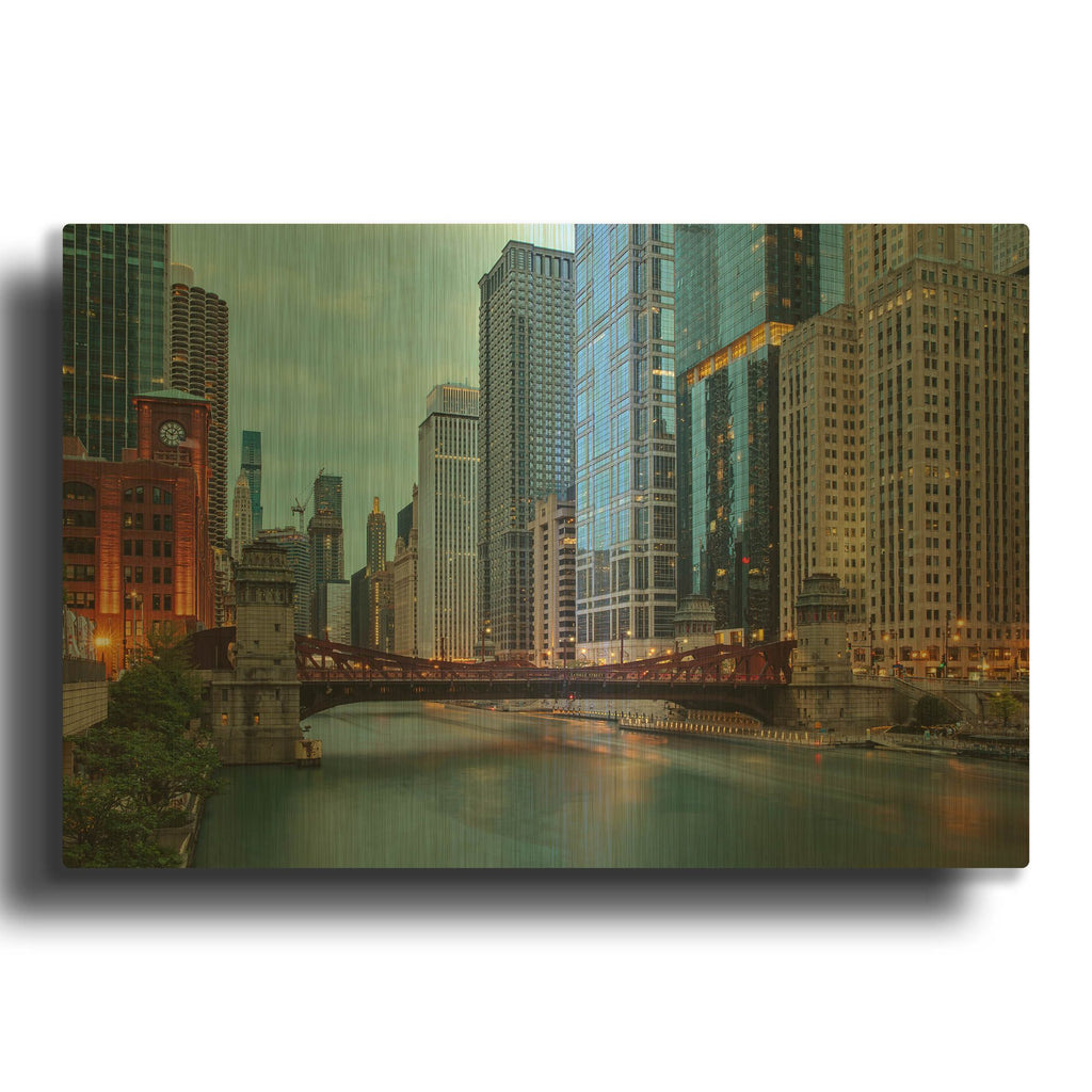 'Chicago River' By AKG Gold Metal Wall Art