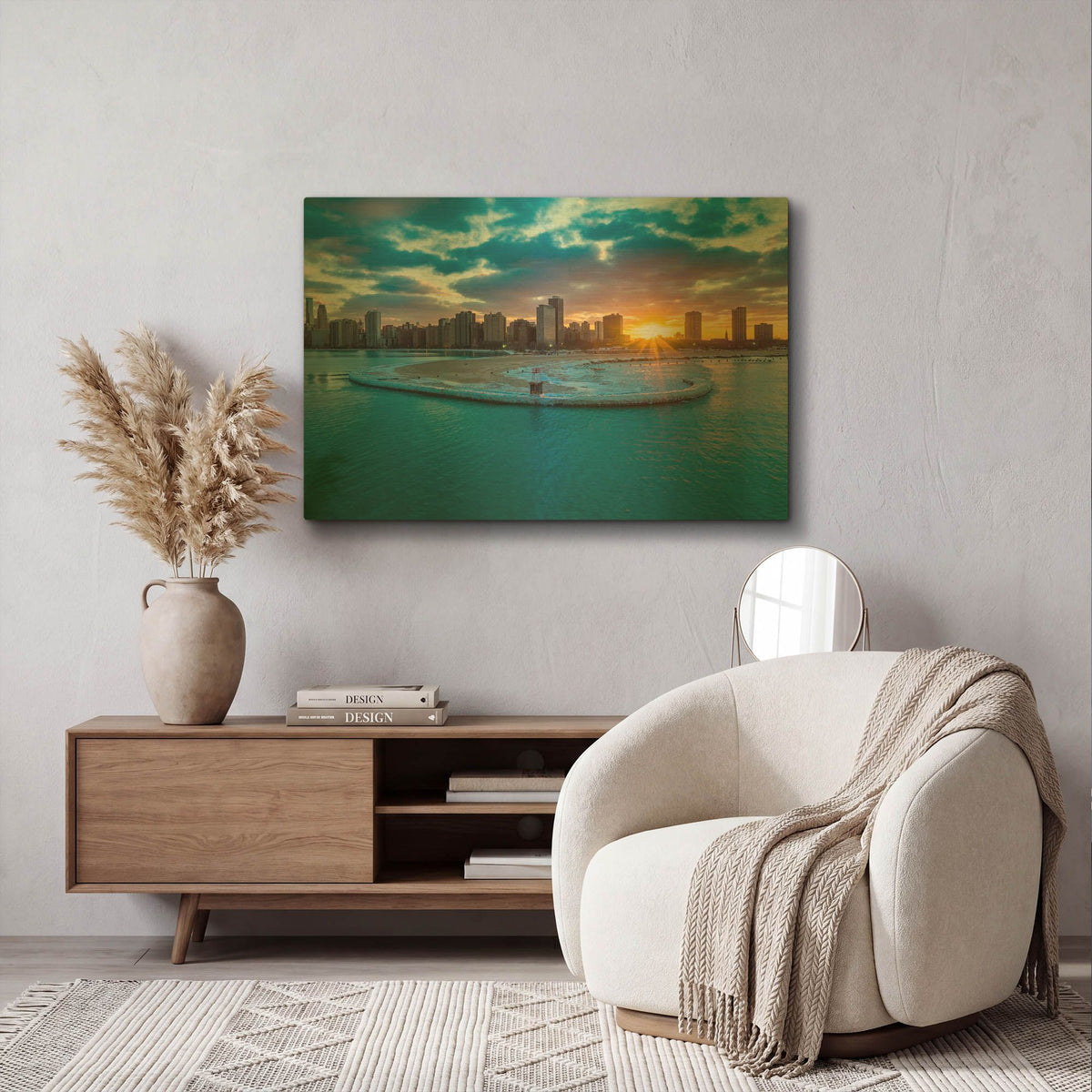 'Chicago from Lake Michigan' By AKG Gold Metal Wall Art
