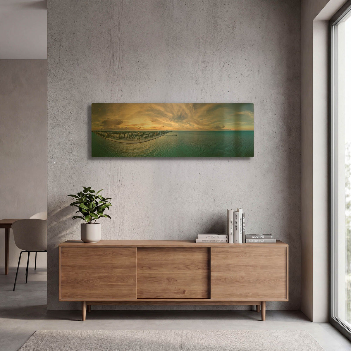'Deerfield Beach, Florida' By AKG Gold Metal Wall Art