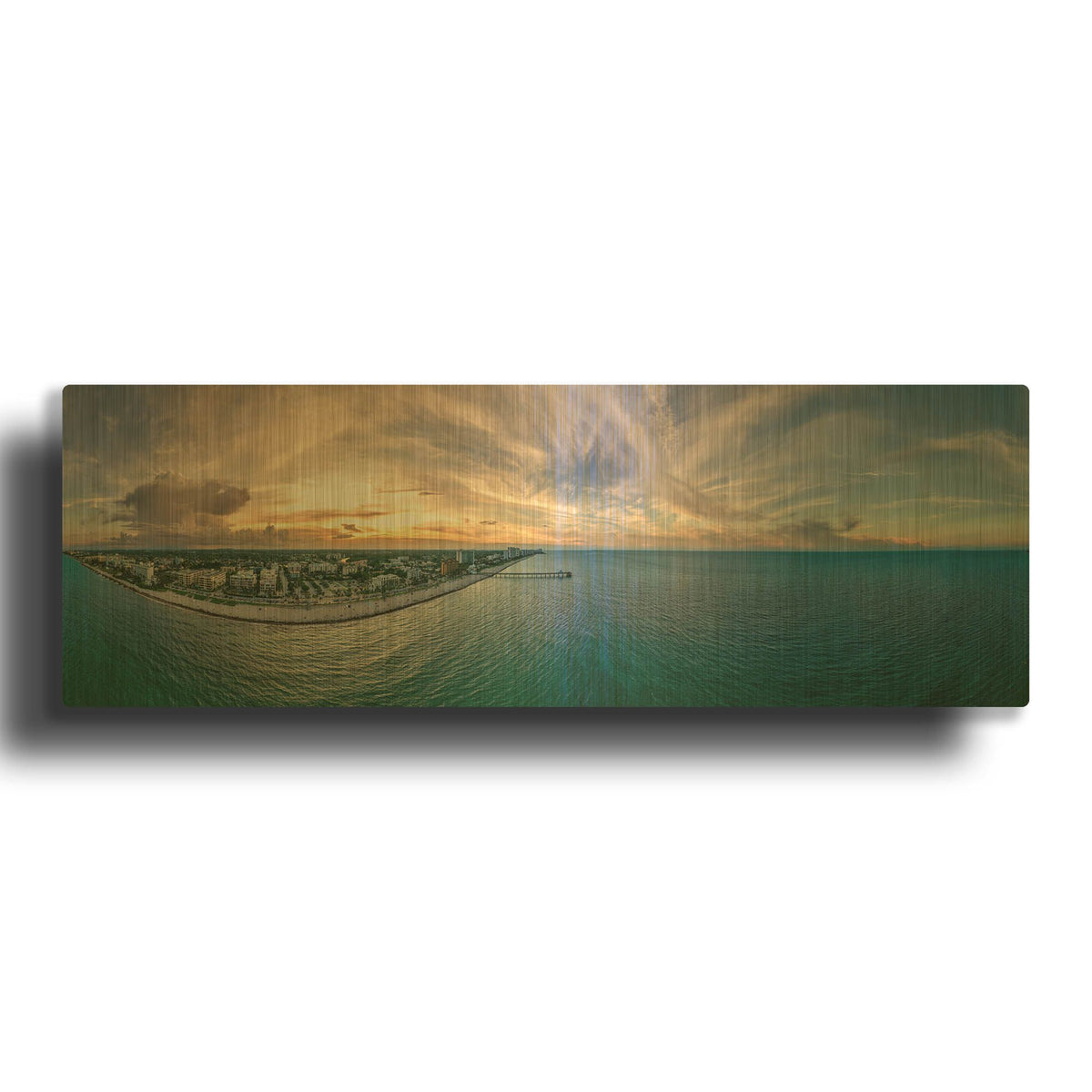 'Deerfield Beach, Florida' By AKG Gold Metal Wall Art