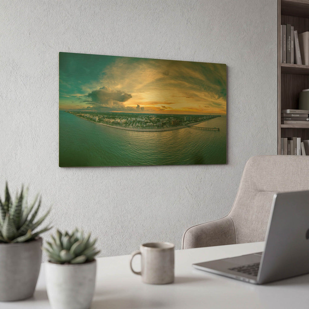 'Florida - Deerfield Beach 1' By AKG Gold Metal Wall Art