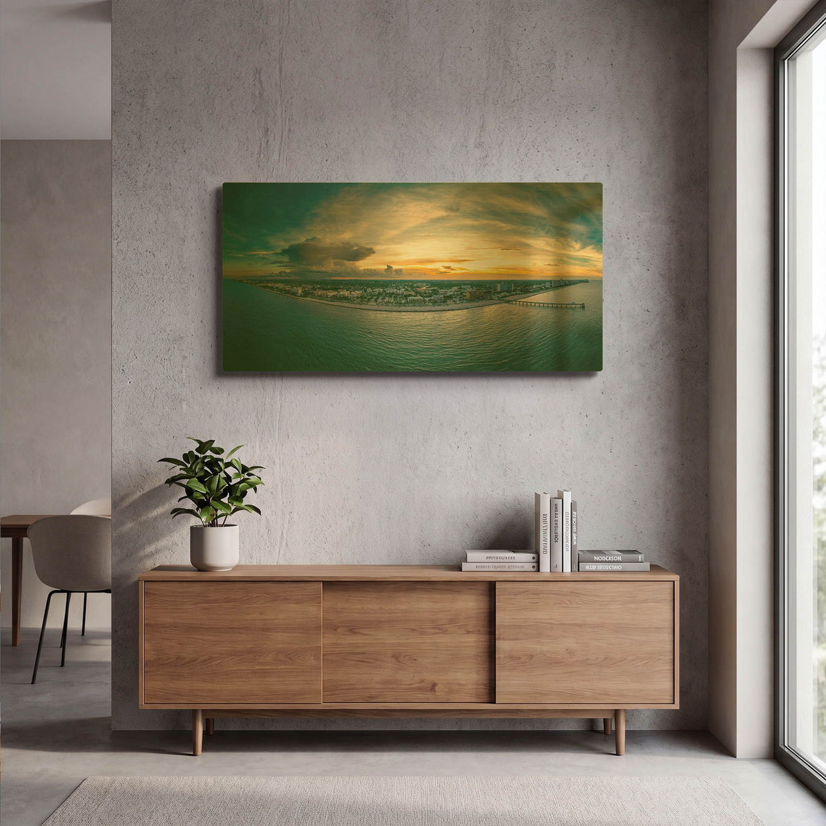 'Florida - Deerfield Beach 1' By AKG Gold Metal Wall Art