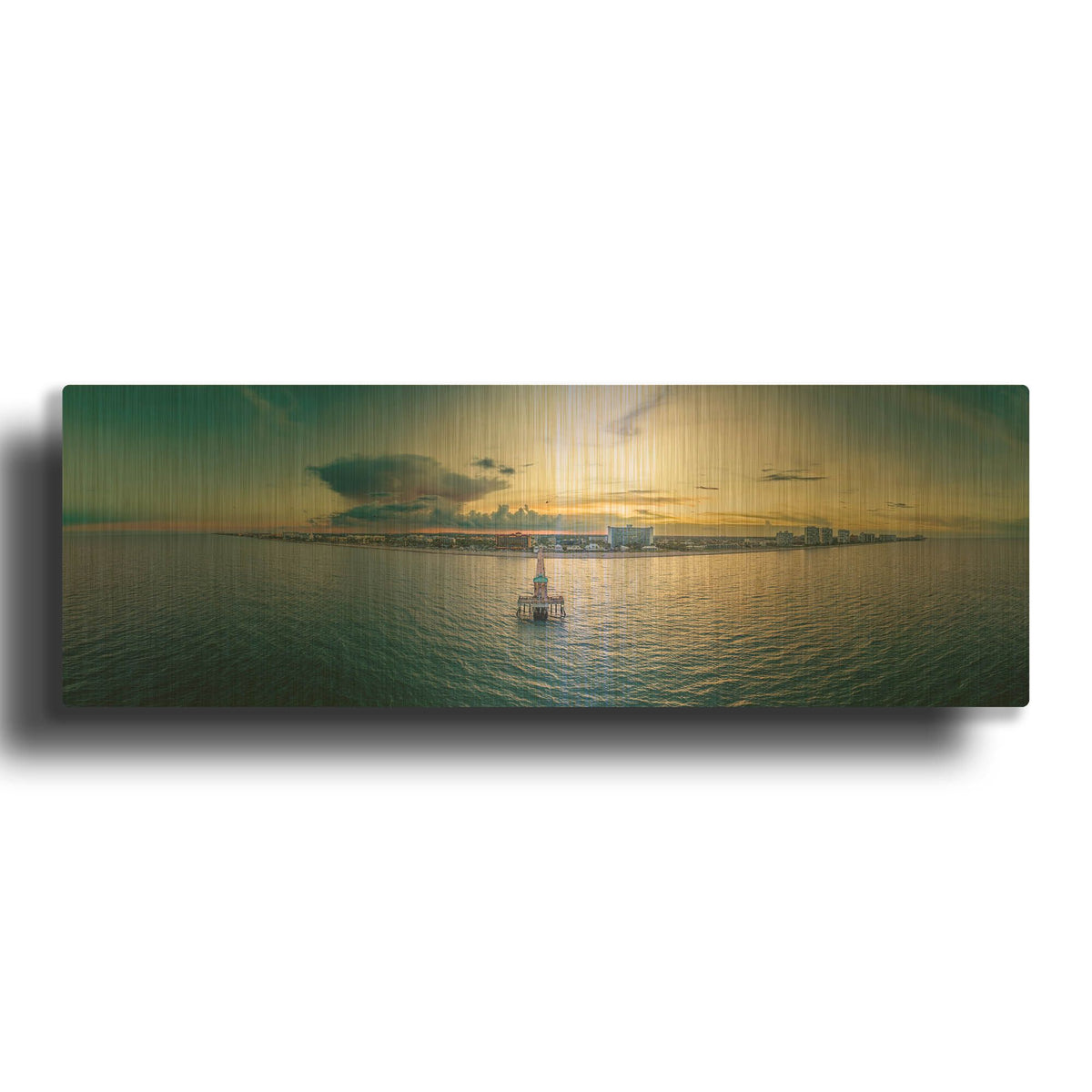 'Florida - Deerfield Beach 2' By AKG Gold Metal Wall Art