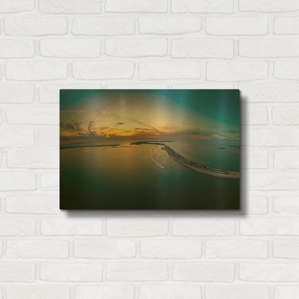'Florida - Dunedin Caseway Sunset' By AKG Gold Metal Wall Art