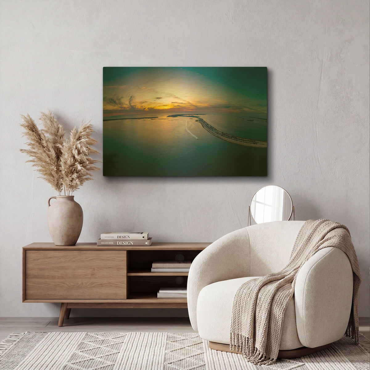 'Florida - Dunedin Caseway Sunset' By AKG Gold Metal Wall Art