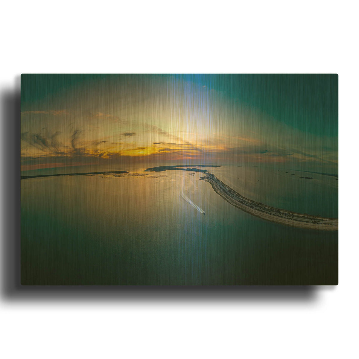 'Florida - Dunedin Caseway Sunset' By AKG Gold Metal Wall Art